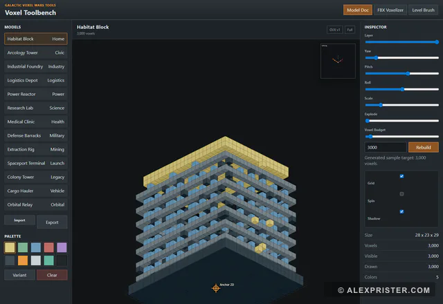 Voxel project toolbench interface
