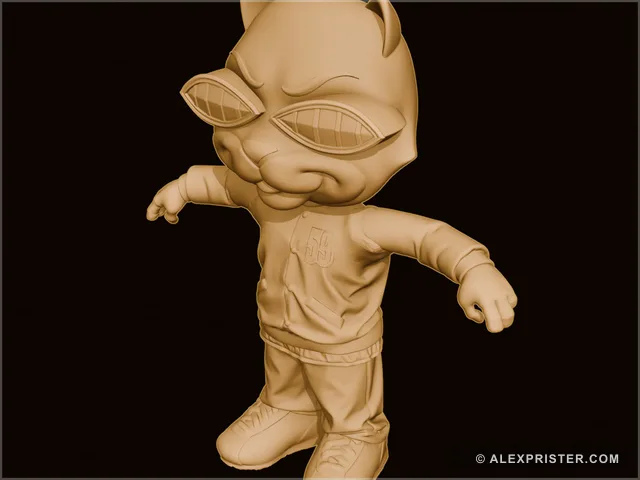 Amber clay render of the stylized Bronson for Bert character model